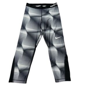 Nike Pro Cool Pyramid Black White Capri Tights Active Women's Size Large